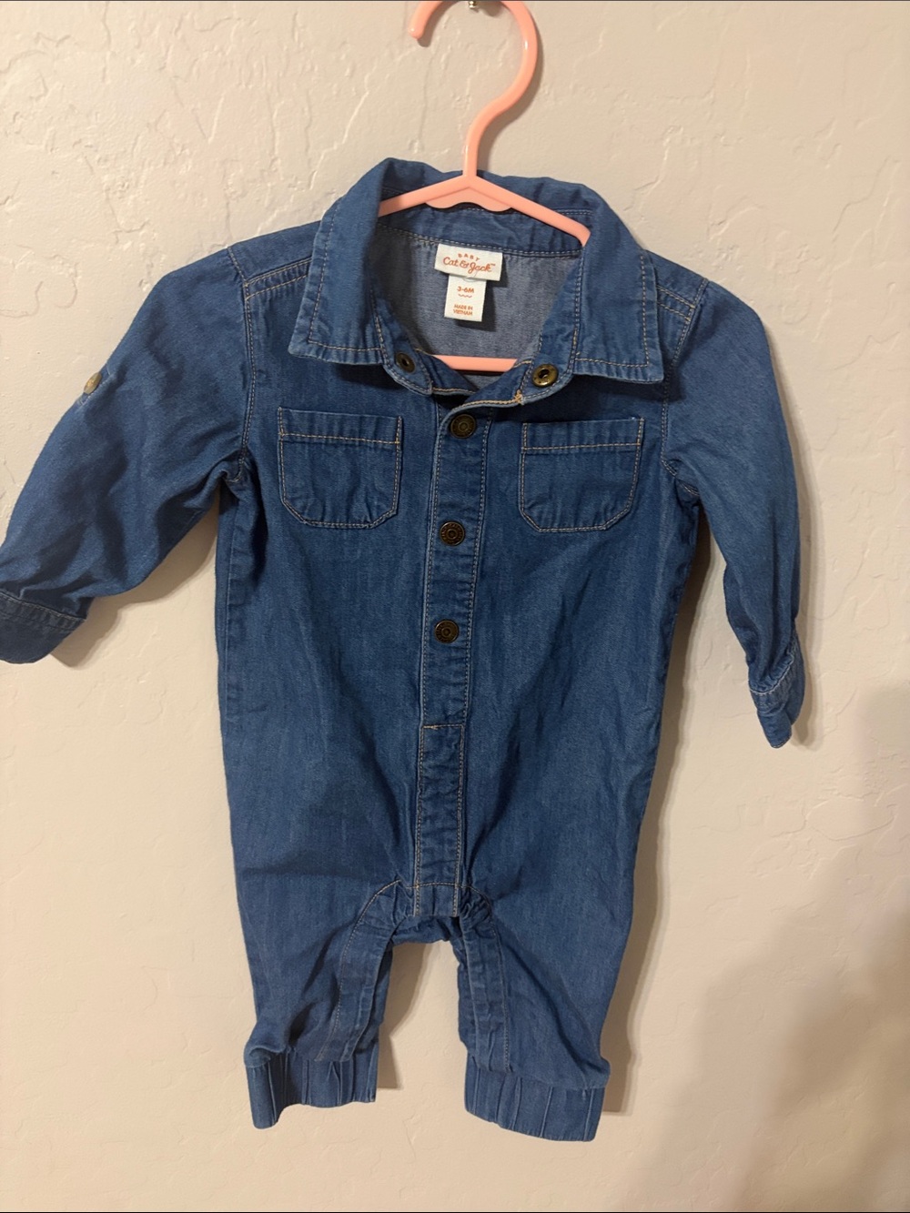 Cat & Jack Denim Button-Front Baby Jumpsuit - Blue